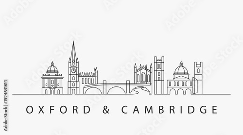 Flat Design one line without breaking the Oxford city.