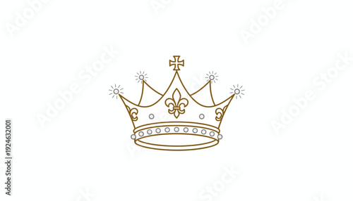 Elegant Gold Crown with Jewels and Fleur-de-lis, Royal Symbol of Power and Luxury