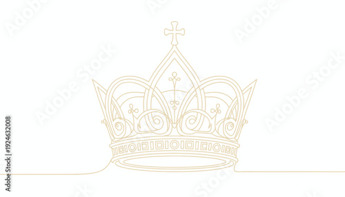 Elegant Golden Crown Line Art - Symbol of Royalty, Power, and Luxury