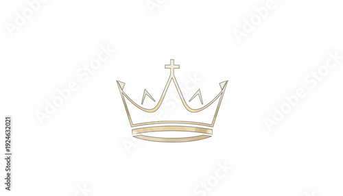 Elegant Golden Crown with Cross Symbol, Royalty and Faith Icon