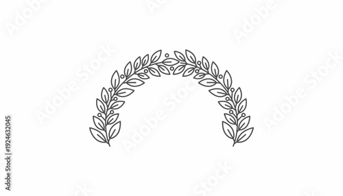 Elegant Laurel Wreath Arch Decorative Element - Vintage Botanical Illustration
