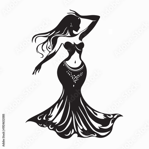 Billede på lærred Belly Dance Woman Silhouette Logo Design On White Background
