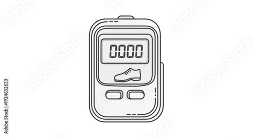 Digital Pedometer with Shoe Icon Displaying Zero Steps - Fitness Tracker Device