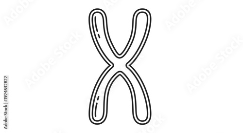 Chromosome Icon Outline, X Shape, DNA Helix Symbol, Genetics and Biology