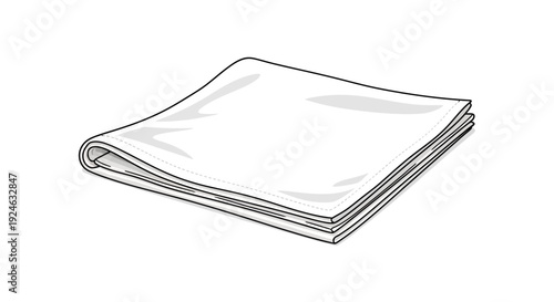 Clean White Folded Napkin or Cloth Isolated on White Background, Top View