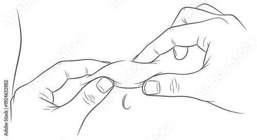 Close-up of hands gently pinching skin to demonstrate elasticity or texture