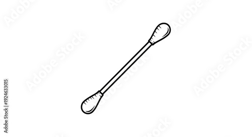 Cotton Swab Stick with Two Ends, Hygiene Tool, Simple Line Art Icon