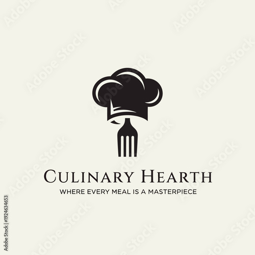 Culinary Hearth Chef Hat and Fork Logo.