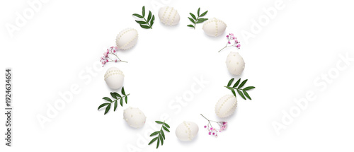 Frame made of Easter eggs d...
