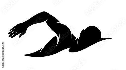 Silhouette of a swimmer in motion, demonstrating powerful strokes