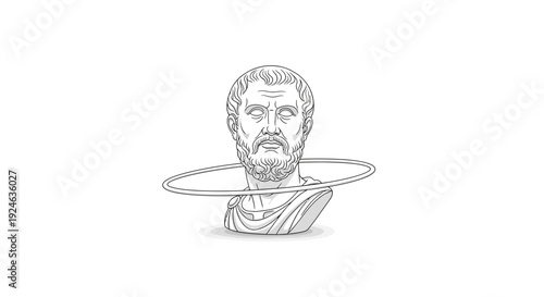 Bust of Ancient Greek Philosopher with Halo, Symbolizing Wisdom and Enlightenment