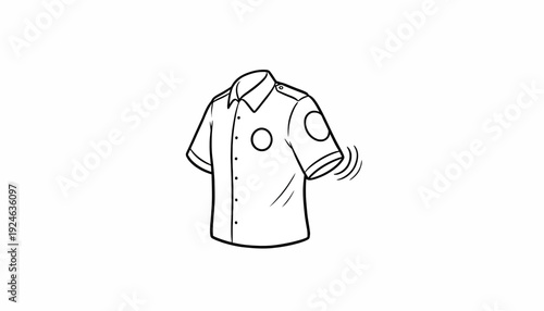 Cartoon Security Guard Uniform Shirt with Emblem on White Background