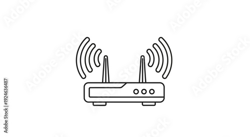 Wireless Router Icon with Signal Waves, Internet Connectivity and Network Technology Concept