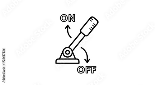 Toggle Switch Icon: ON/OFF Control Lever, Power Button Symbol, Electrical Switch