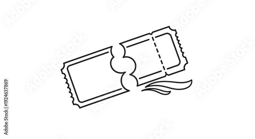 Torn Ticket Stub Icon - Event Entry Pass Broken, Invalid, or Cancelled