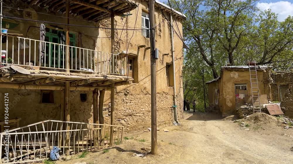 custom made wallpaper toronto digitalmountain village rural town in Iran Kurdistan mud brick traditional terrace cascade slope countryside scenic travel local people nomad agriculture wheat barley grain farm field golden summer landscape