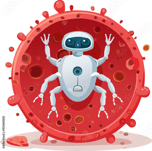 Cross-Section Diagram of Nanobot in Blood Cell