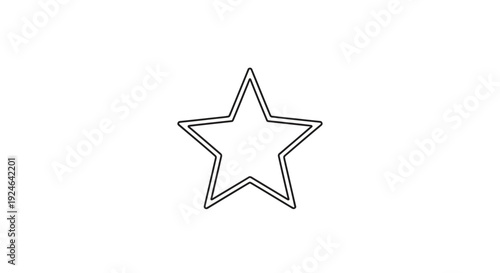 Simple Outline Star Icon, Minimalist Geometric Shape, Graphic Element on White Background