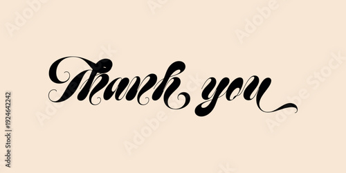 Thank You Luxury Ornamental Spencerian Script Typography Vector