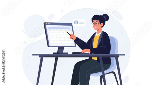 Woman scheduling appointments on a computer calendar, planning tasks, time management concept