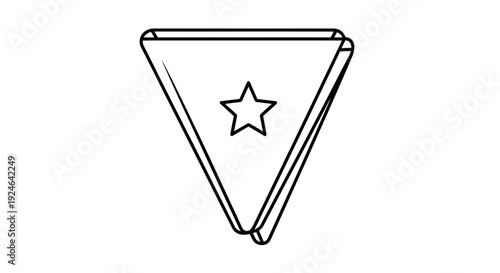 Simple triangle banner with star outline, graphic element, minimalist design