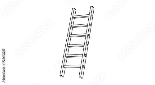 Simple wooden ladder leaning against a white background, hand-drawn sketch style