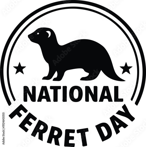 Celebrate National Ferret Day with this charming logo featuring a ferret silhouette