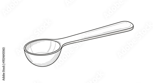 Simple line drawing of a measuring spoon, isolated on white background