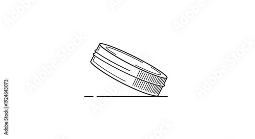 Simple Line Drawing of a Jar Lid on a White Background