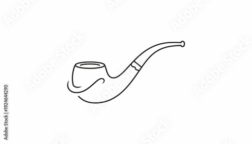 Simple Line Art Icon of a Classic Tobacco Pipe on White Background