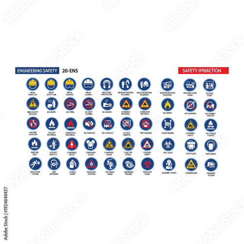 Extensive Industrial Safety & Hazard Icons Set - PPE, Warning, Prohibition