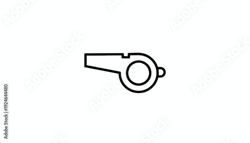 Simple Line Art Icon of a Whistle, Sports Referee Equipment, Isolated on White Background
