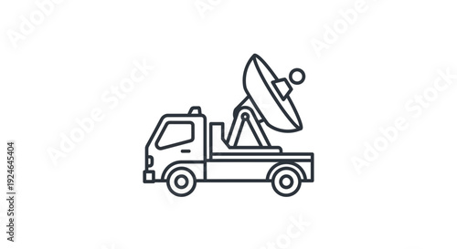 Satellite Dish Truck Icon: Mobile Communication, Broadcasting, and Technology