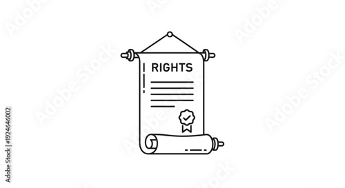 Scroll Document with Rights Text and Seal, Legal Agreement Concept
