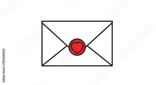 Sealed Envelope with Red Heart Wax Seal - Love Letter, Valentine's Day, Romantic Communication