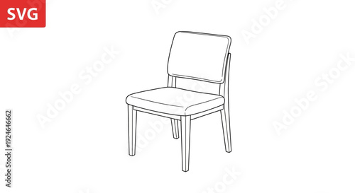 Simple Line Drawing of a Modern Chair, Clean Vector Illustration