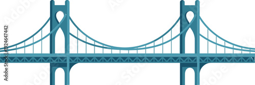 Suspension bridge silhouette illustration, architectural engineering artwork, iconic cityscape design, structural landmark graphic, transportation symbol art, modern infrastructure concept