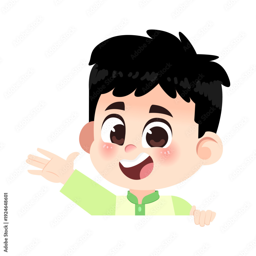 Obraz premium Happy Muslim Boy Peeking and Smiling at Camera
