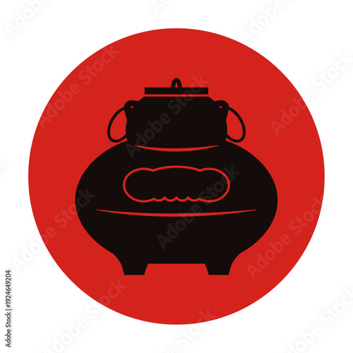 茶道具　シンプルな茶釜のアイコン