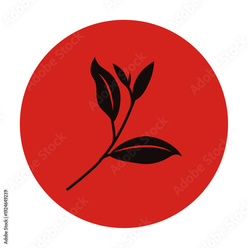 シンプルなお茶の葉のアイコン　新茶