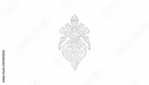 Mystical Elemental Warrior Emblem - Ice and Fire Fusion