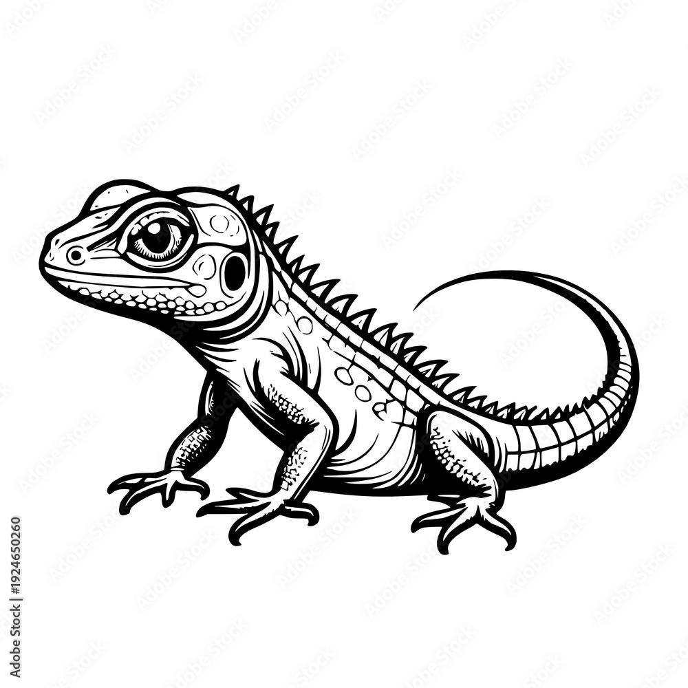 Obraz premium black and white lizard