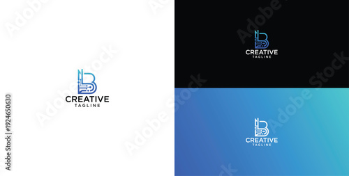 technology logo vector. B initial logo design