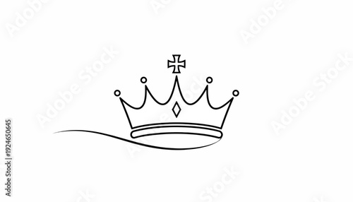 Minimalist Crown Icon, Royal Symbol, Elegant Line Art, Luxury and Power Concept