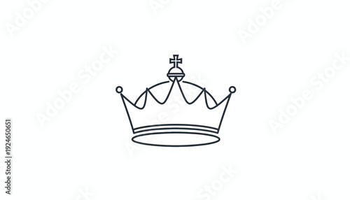 Minimalist Crown Icon, Royal Symbol, Elegant Line Art, Royalty and Power Concept