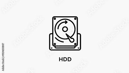HDD Hard Disk Drive Icon - Digital Storage Technology Symbol