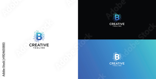 technology logo vector. B initial logo design