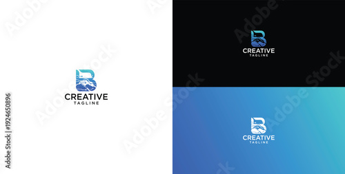 technology logo vector. B initial logo design