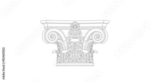 Ionic Capital Column Detail, Classical Architecture Element, Ancient Greek Design