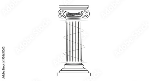 Ionic Column Drawing with Spiral Detail